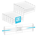 12 Pack Adjustable Drawer Dividers, 4" High Expandable from 10.2"-16.6" Plastic Separators for Kitchen, Bedroom, Closet and Office Storage Organizer