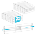 14 Pack Adjustable Drawer Dividers, 4" High Expandable from 10.2"-16.6" Plastic Separators for Kitchen, Bedroom, Closet and Office Storage Organizer