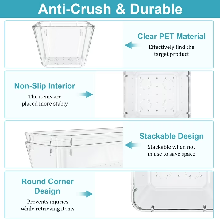 16 PCS Clear Plastic Drawer Organizer Set, 4 Sizes for Kitchen, Bathroom, Bedroom, Makeup, Jewelry, Gadgets, Desk Organizers