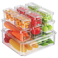 10 Pack Clear Fridge Storage Bins with Lids, Stackable Food Containers with Curved Handle, Kitchen Produce Saver for Fruits, Vegetables and Meat