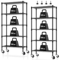 2 pack 5-Tier Adjustable Storage Shelves Metal Shelving Heavy Duty Steel Wire Rack Organizer for Kitchen, Bathroom, Garage, 14"D x 30"W x 60"H Wire Shelving Unit, Black