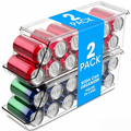 2 Pack Stackable Soda Can Organizer with Lids, Refrigerator Organizers and Storage, Clear Organizers for Pantry, Freezer, Kitchen – Holds 12 Cans Each