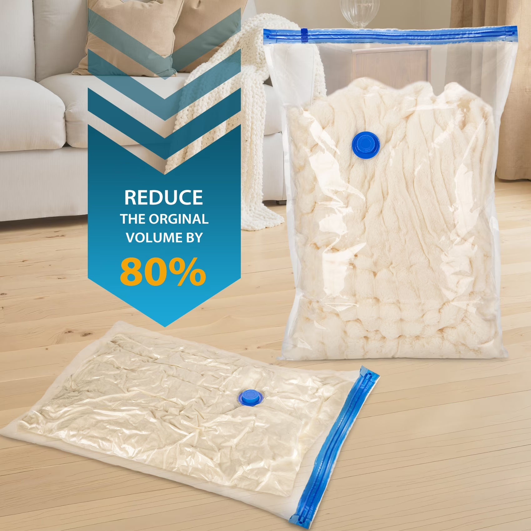15 Pack Vacuum Storage Bags with Electric Pump, Space Saver Vacuum Seal Bags for Clothes, Comforters, Blankets, Bedding (3XL/3L/4M/5S)