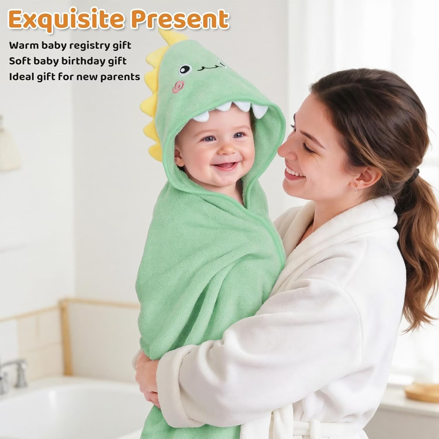 15 Pcs Baby Bath Towels Set for Infants Toddlers, 5P Animal Hooded Baby Towels & 10P Washcloths Set, Ultra Absorbent Cute Soft Newborn Bath Essentials Gifts for Boys & Girls