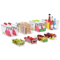 8 Pack Clear Plastic Storage Bins with Handles, 4 Large & 4 Small Stackable Organizer Bins for Fridge, Pantry, Kitchen, Non-Slip Bottom