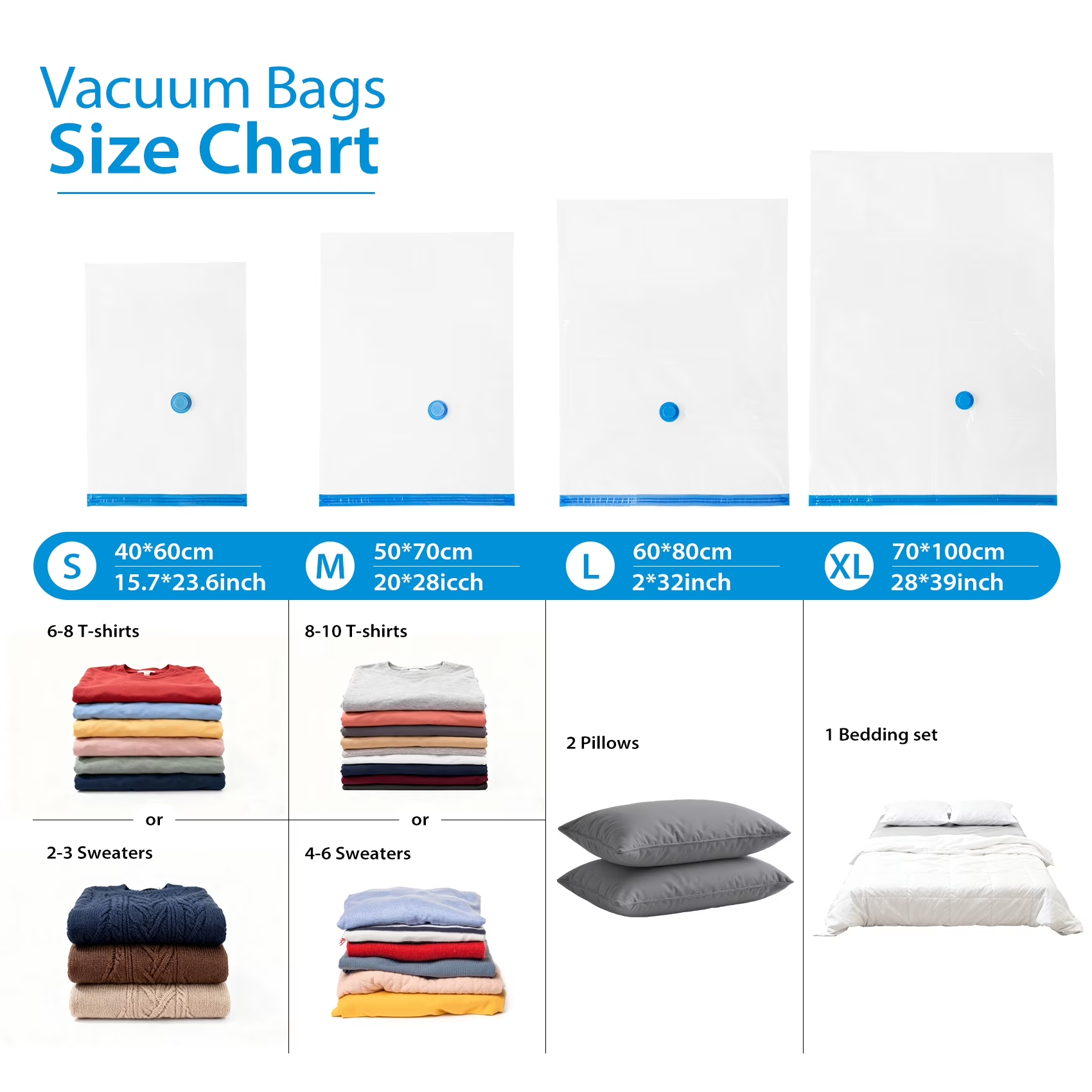15 Pack Vacuum Storage Bags with Electric Pump, Space Saver Vacuum Seal Bags for Clothes, Comforters, Blankets, Bedding (3XL/3L/4M/5S)
