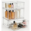 5 Pack Stackable Drawers Storage, Clear Organizer Bins Transparent Storage Containers, Bathroom Kitchen Makeup Countertop Cabinet Under-Sink Organization