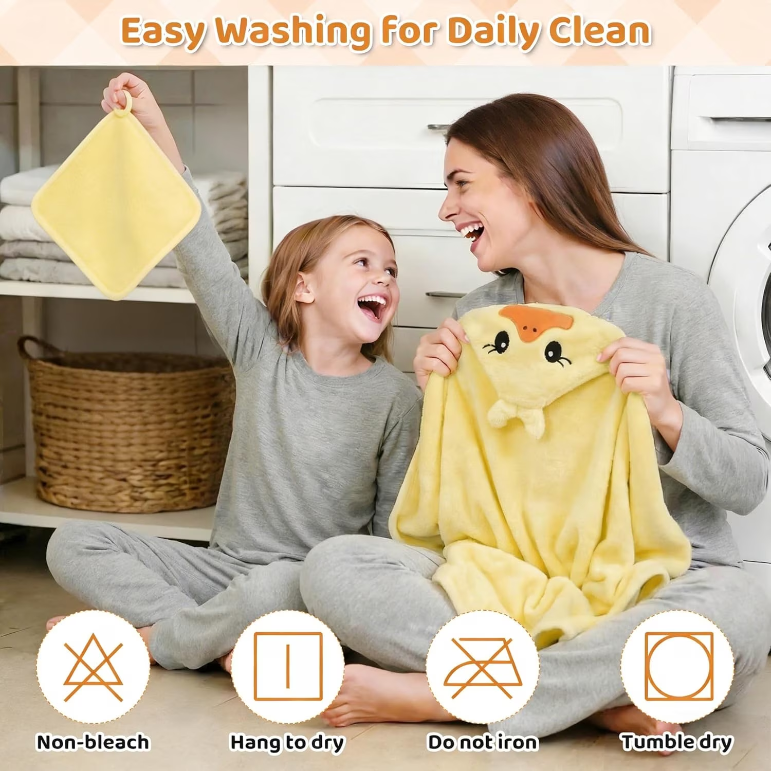15 Pcs Baby Bath Towels Set for Infants Toddlers, 5P Animal Hooded Baby Towels & 10P Washcloths Set, Ultra Absorbent Cute Soft Newborn Bath Essentials Gifts for Boys & Girls
