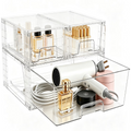 3 Pack Stackable Drawers Storage , Clear Organizer Bins Transparent Storage Containers, Makeup Bathroom Kitchen Countertop Cabinet Under-Sink Organization