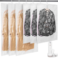 Hanging Vacuum Storage Bag with Electric Pump, 6PCS (3 Jumbo/3 Large) Space Saver Bags Closet Organizer, Vacuum Garment Bags for Hanging Clothes to Reduce Wrinkles for Suits, Jackets and Bedding