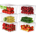 6 Pack Large Clear Plastic Storage Bins with Lids & Handles, Multi-use Pantry Organizer for Kitchen, Cabinet and Closet Home Organization