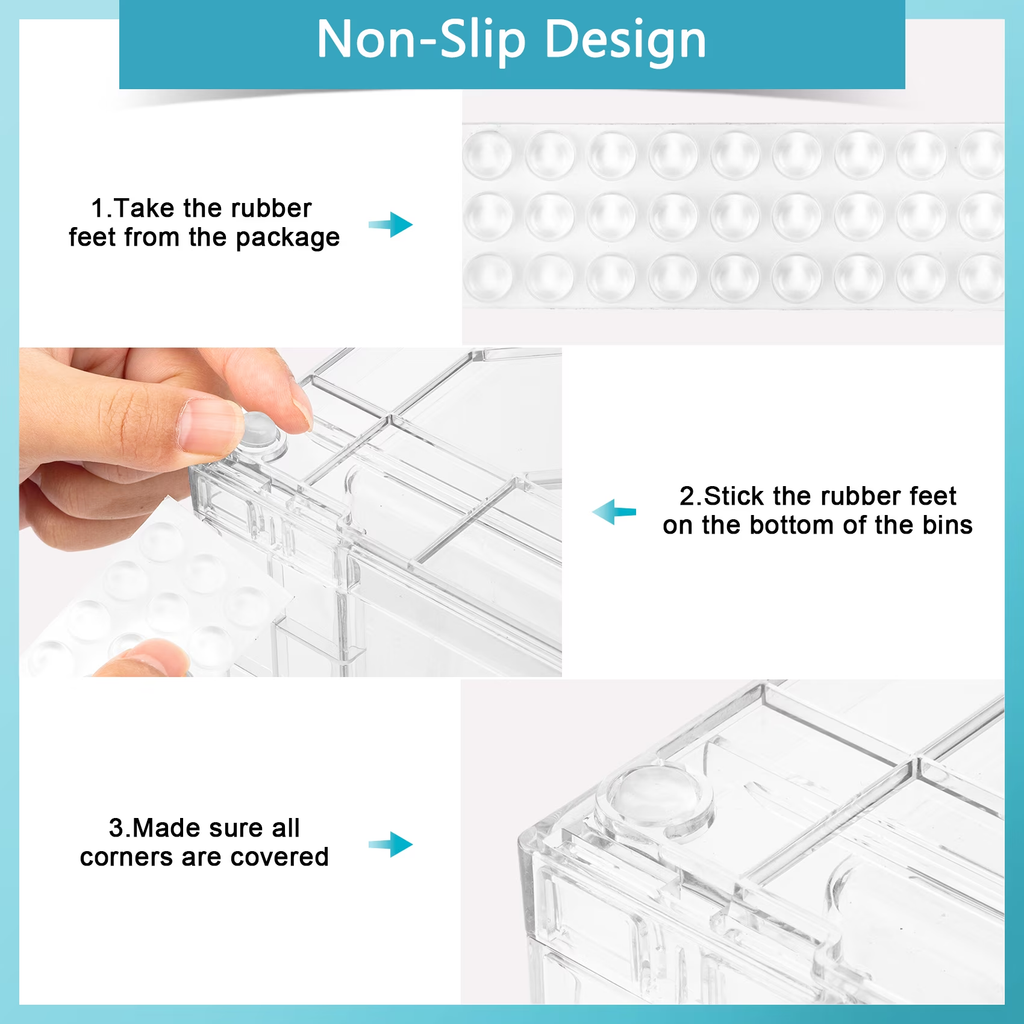3 Pack Stackable Drawers Storage , Clear Organizer Bins Transparent Storage Containers, Makeup Bathroom Kitchen Countertop Cabinet Under-Sink Organization