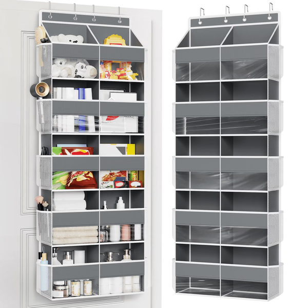 5 Tier Over The Door Organizer Storage, 10 Compartments & 10 Mesh Pockets, 88lbs Heavy Duty Hanging Storage Organizer for Shoes Clothes Snacks