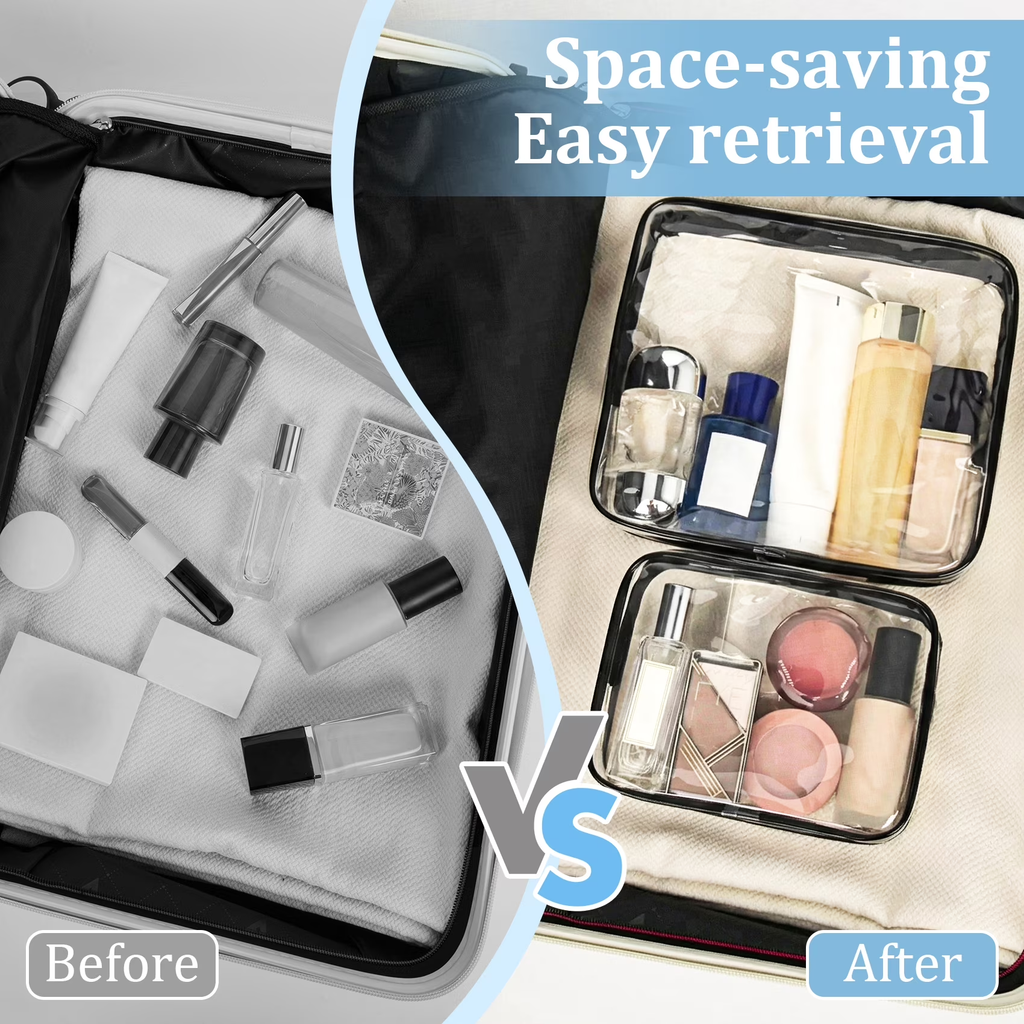 4 Pack Clear Travel Toiletry Set - Tsa Approved Portable Cosmetic Organizers for Women & Men
